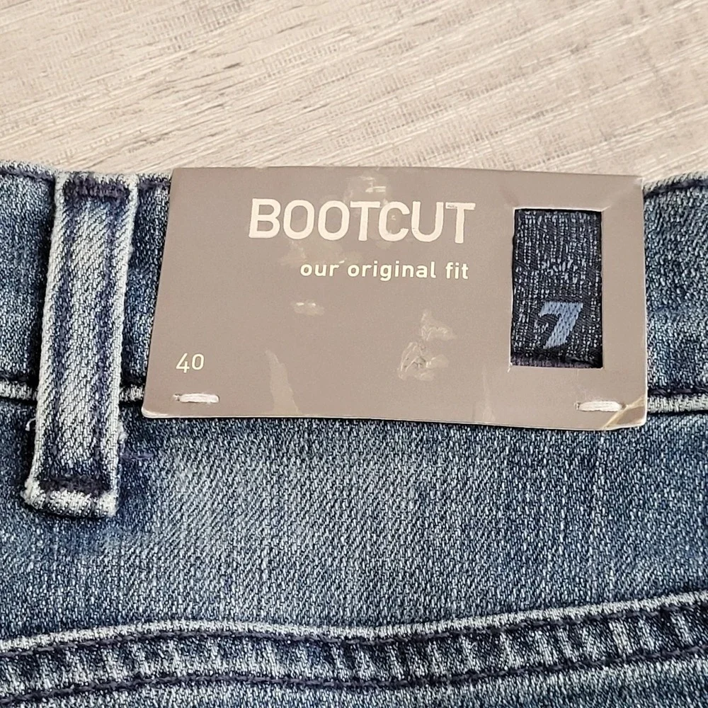 👖NWT 7 For All Mankind Jeans Men 40x30 Medium Wash w/Fade Bootcut Western Rodeo